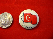 Vintage TURKEY Flag Tobacco Pin Pinback Button -In Pre-Owned Condition 1/2 