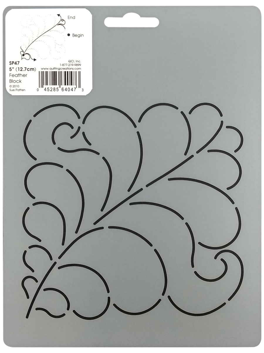 Feather Quilting Stencil Hand Quilt Continuous Line Block 5