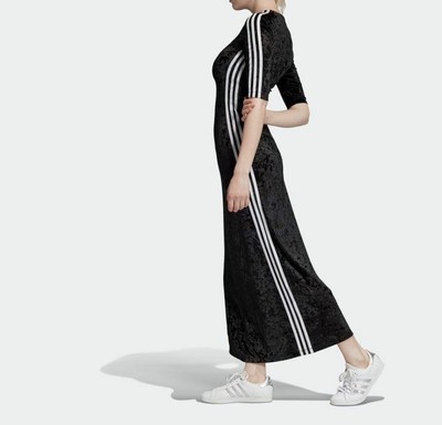 ADIDAS ORIGINALS VELVET MAXI DRESS BNWT SIZE UK 10 LAST ONE RARE | eBay