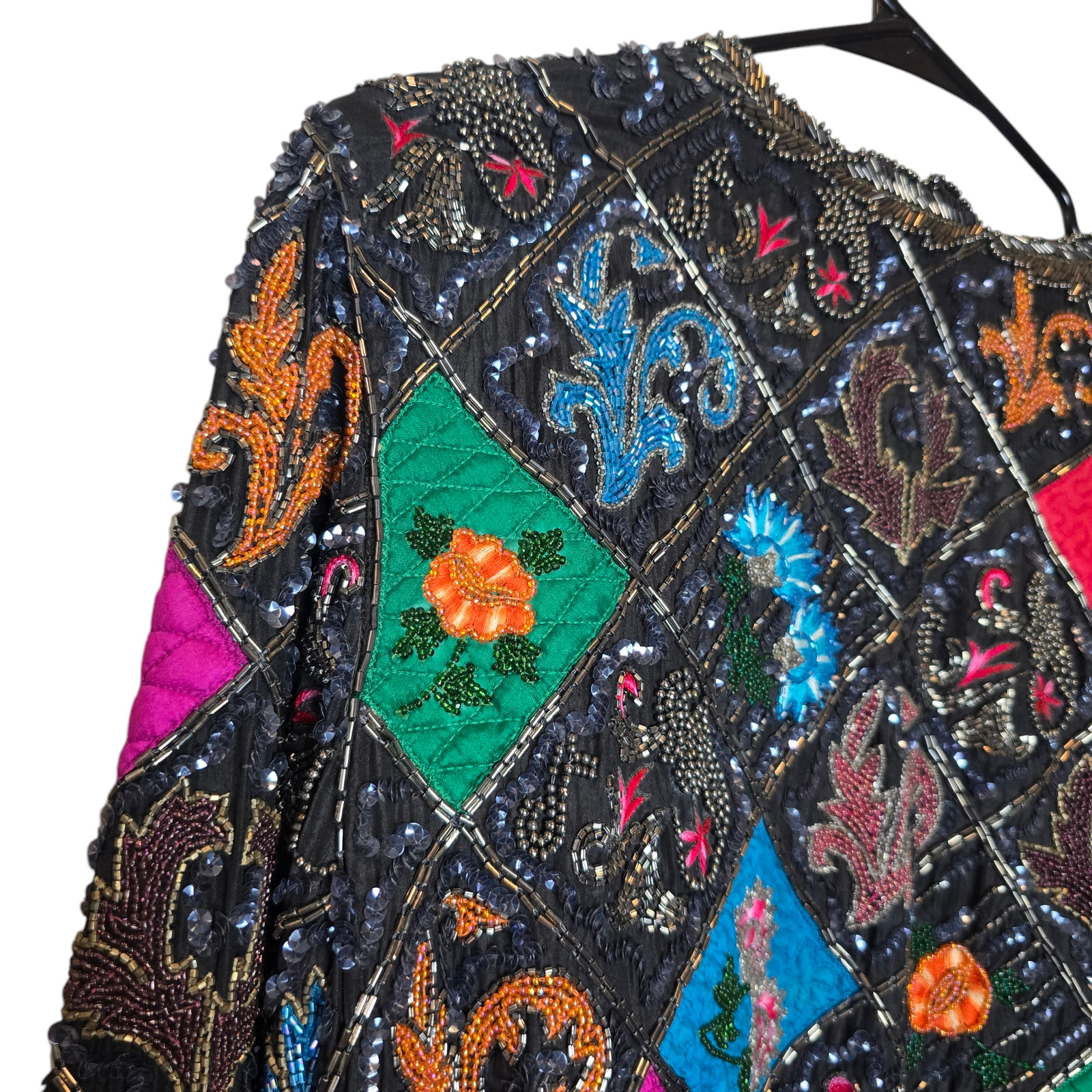 Patchwork Embroidered Jacket Bright Colorblock Qu… - image 5