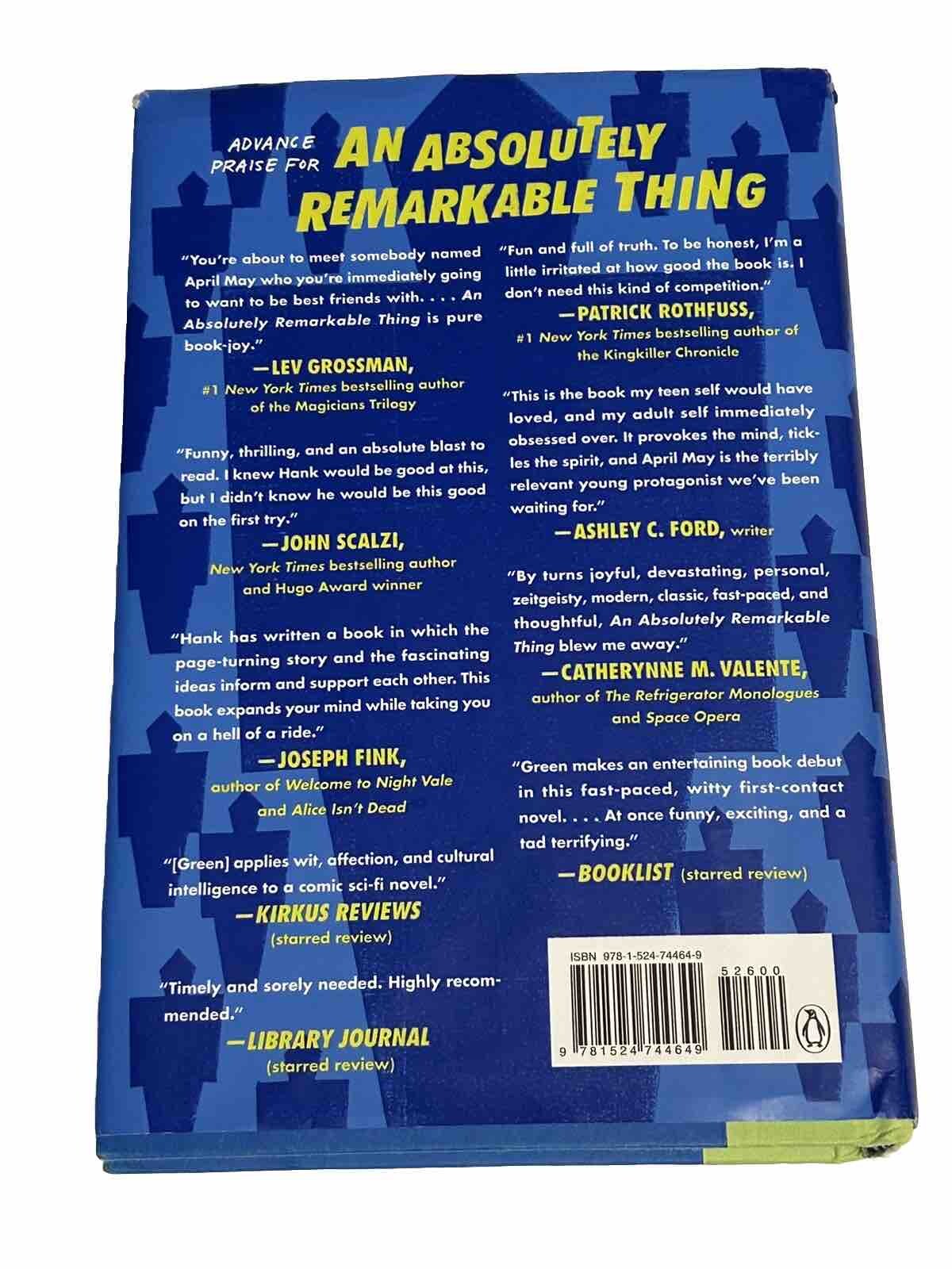 An Absolutely Remarkable Thing A Novel - Hardcover By Hank Green - GOOD ...