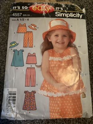 Simplicity 4557. Toddlers Dress, Top, Pants & Hat!! Sz 1/2-4!! Cut How To