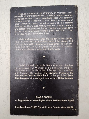 Black Poetry ed. by Dudley Randall 1969 Broadside Press First Edition Third Pres - Picture 3 of 7