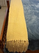 Brentwood Originals Chenille Throw Blanket Butter Yellow Fringe 50x60 Soft Cozy