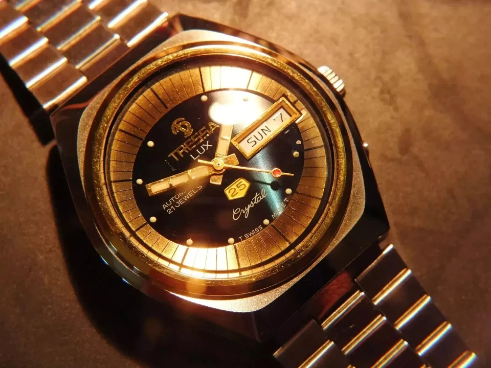 Reloj Automático Tressa Lux Cristal Vintage Retro Suizo Años 70 Nuevo de Lote Antiguo Cal AS 5206 Foto 2 de 4