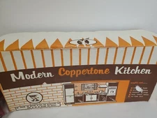 Vintage 1960’s T. Cohn Modern Coppertone Kitchen #680 SUPERIOR TOYS w Dishes/Box