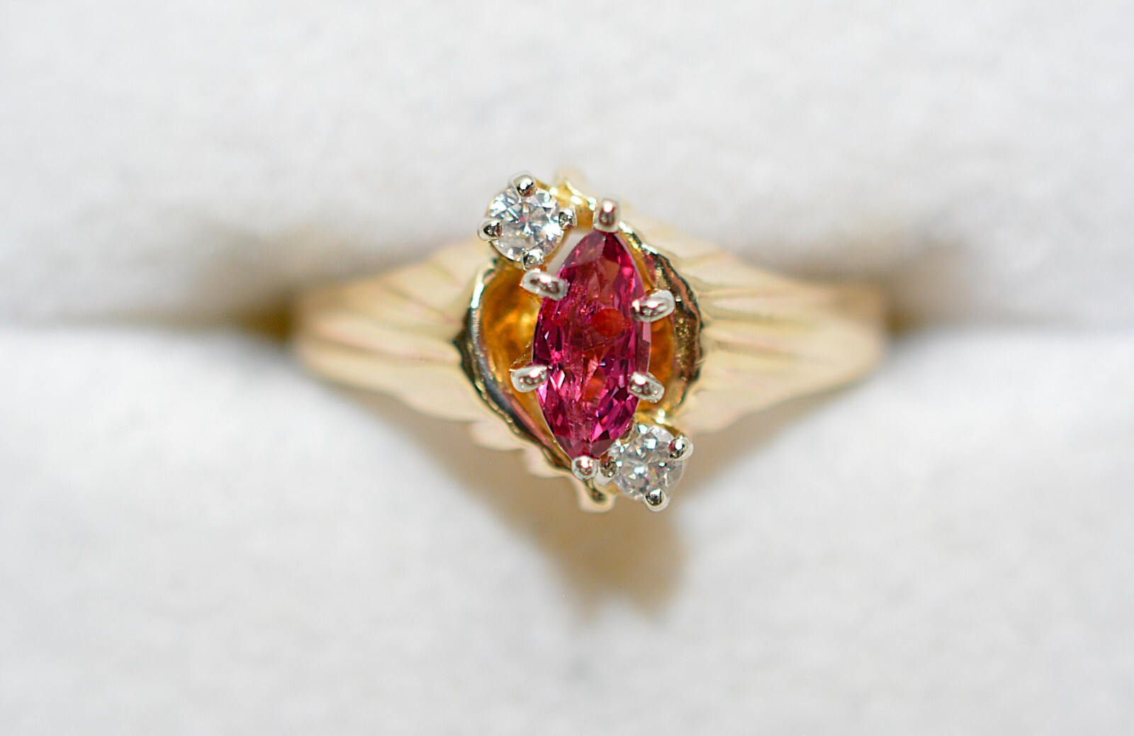 Natural Ruby & Diamond Ring 14K Solid Gold .48tcw… - image 5