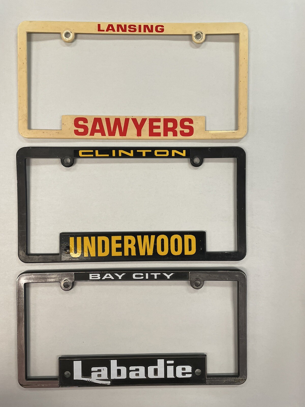 Lot of 3 Michigan License Plate Frames Lansing, Bay City and Clinton eBay