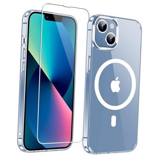 for iPhone 13 Case,[Compatible with Magsafe][Anti-Yellowing] with Screen Clear