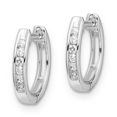 14k Rose Gold Polished Diamond Hinged Hoop Earrings 0.44''