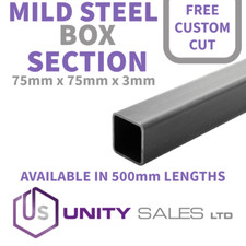 75mm x 75mm x 3.0mm - MILD STEEL BOX SECTION - 500mm LENGTHS - FREE CUSTOM CUT