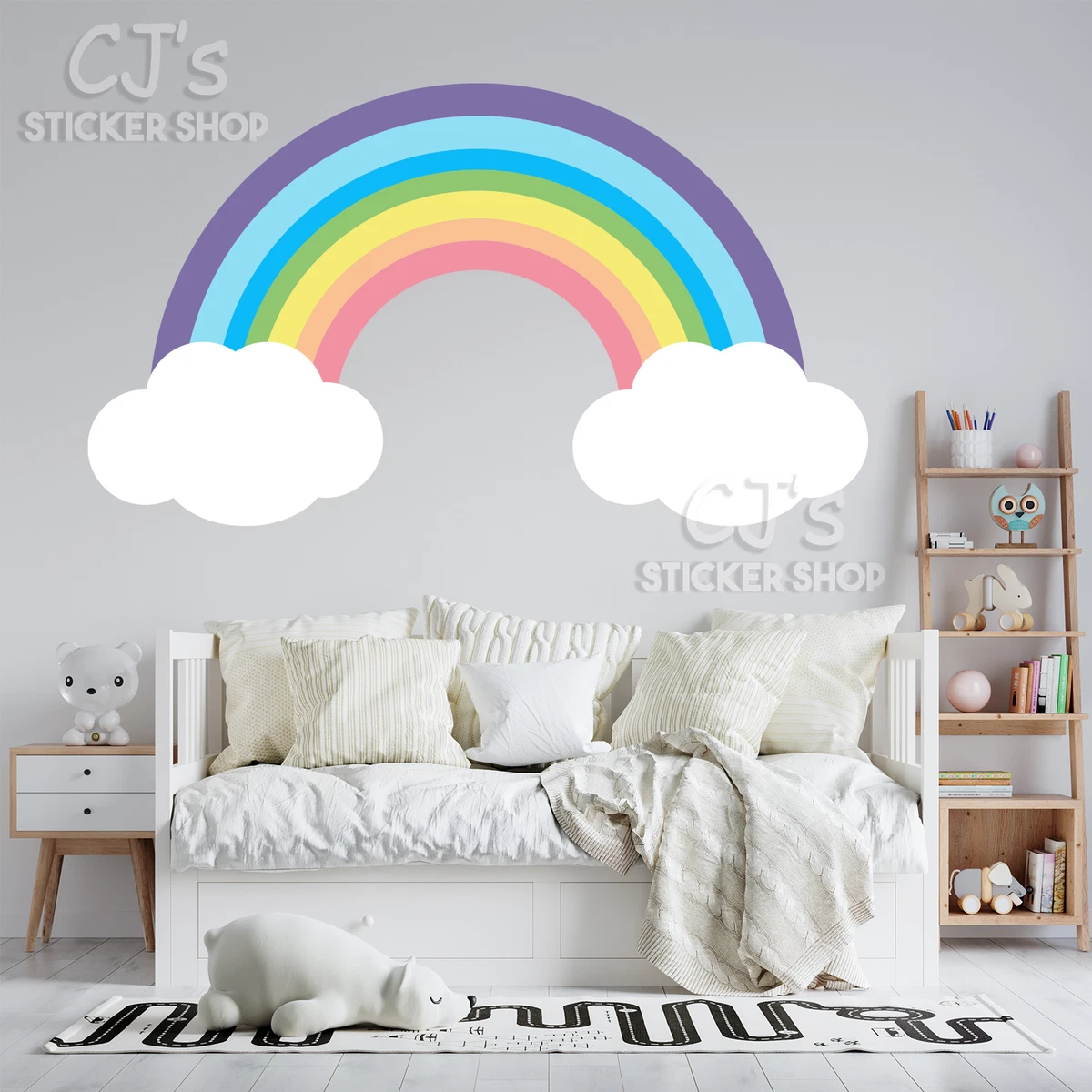 Pastel Large Rainbow Wall Decal Nursery - Rainbow Decor Girl Bedroom -  Sticker