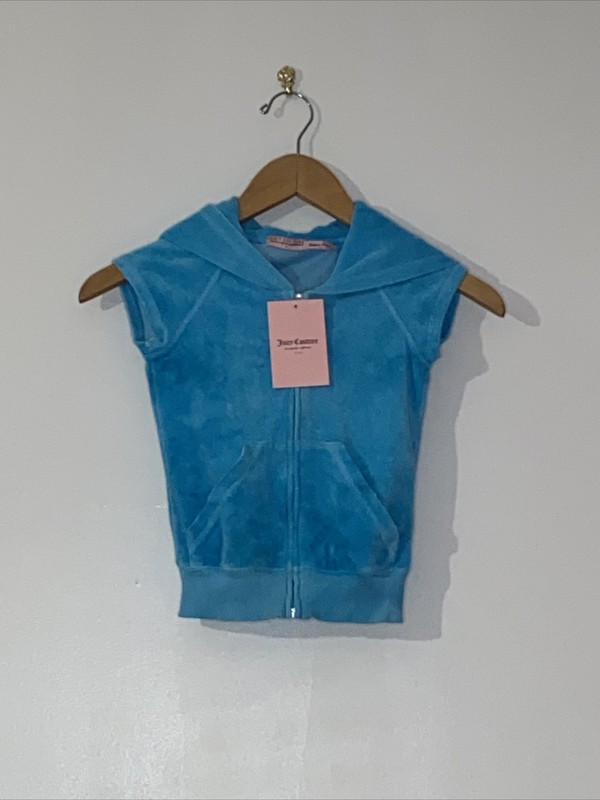 NWT Juicy Couture Blue Terry Short Sleeve Hoodie Size 4 Toddler