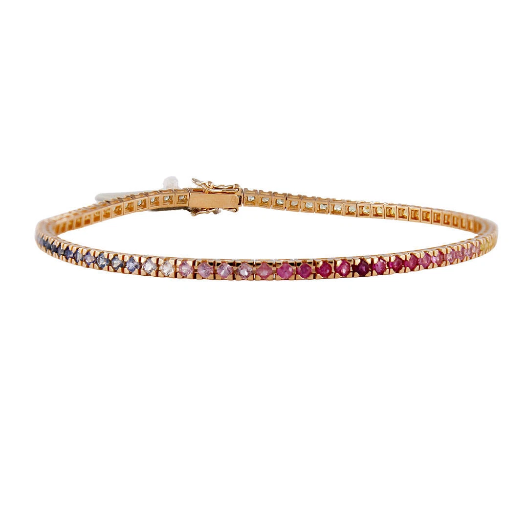 Bracciale tennis in argento placcato oro rosa e zirconi