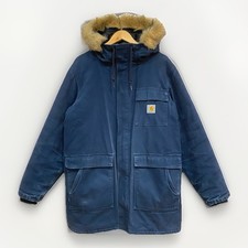 Carhartt Siberian Parka Giacca Uomo Grande Navy con Cappuccio Tela Lavoro Lavoro