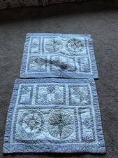 Quilted Patchwork Pillow Sham Standard primarily Blue White w/green/peach