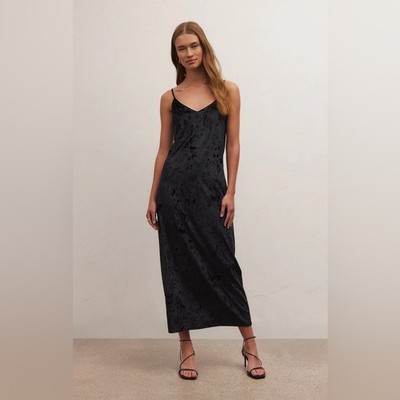Z SUPPLY Selina Crushed Velvet Dress Black Large