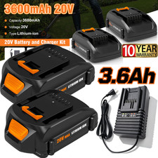 2PACK 3.6Ah For WORX 20V 3.6AH Lithium-Ion Battery/Charger WA3525 WA3575 WA3520
