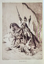 SALADIN-  1894 Best Men and Famous Women Engraving Print