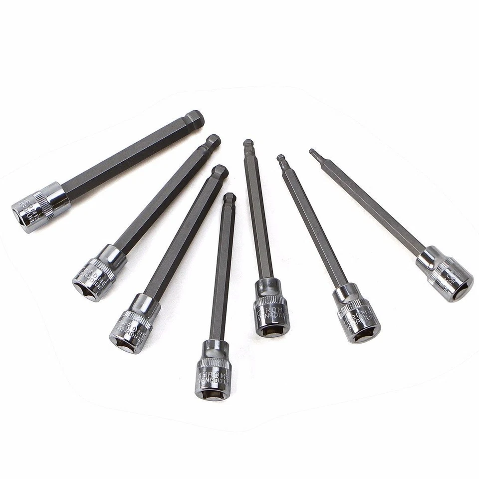 Stark USA 7pc 3/8" Ball End Long 4.3" METRIC MM Hex Allen Bits Sockets wrench - Image 4 of 4