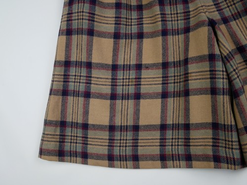 vintage wool 90s tarten beige check wide womens grunge shorts pants medium 12 - Picture 3 of 11