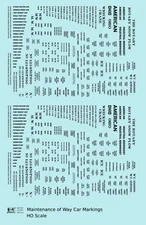 K4 HO Scale Decals Maintenance Of Way (MOW) Data and Markings Black