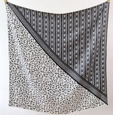 14 Momme Twill Silk Shawl 88X88cm Bandanna Scarf Black bird Print Square Wrap
