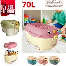 70L Toy Box Storage Lid Kids Nursery Bedroom Large Toys Organiser Tidy Bin Chest