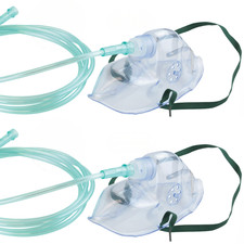 Dynarex Medium Concen. Elongated Adult Oxygen Mask, 7' Tubing, Standard - 2 Pack
