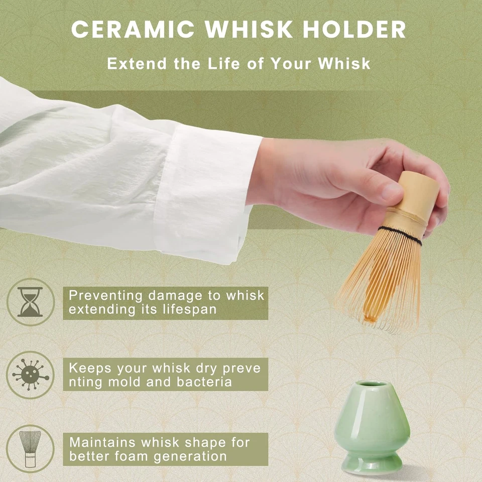 Matcha Whisk Set, 6-Piece Ceramic Set with Bowl, Whisk, Holder, Sifter & Scoop - Image 4 of 4
