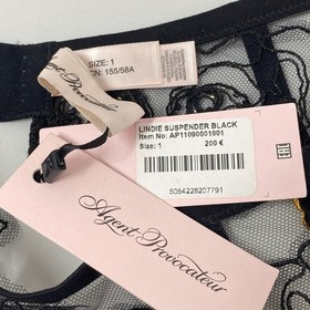 Agent Provocateur Lindie Black Suspender AP1 Extra Small NWT $225