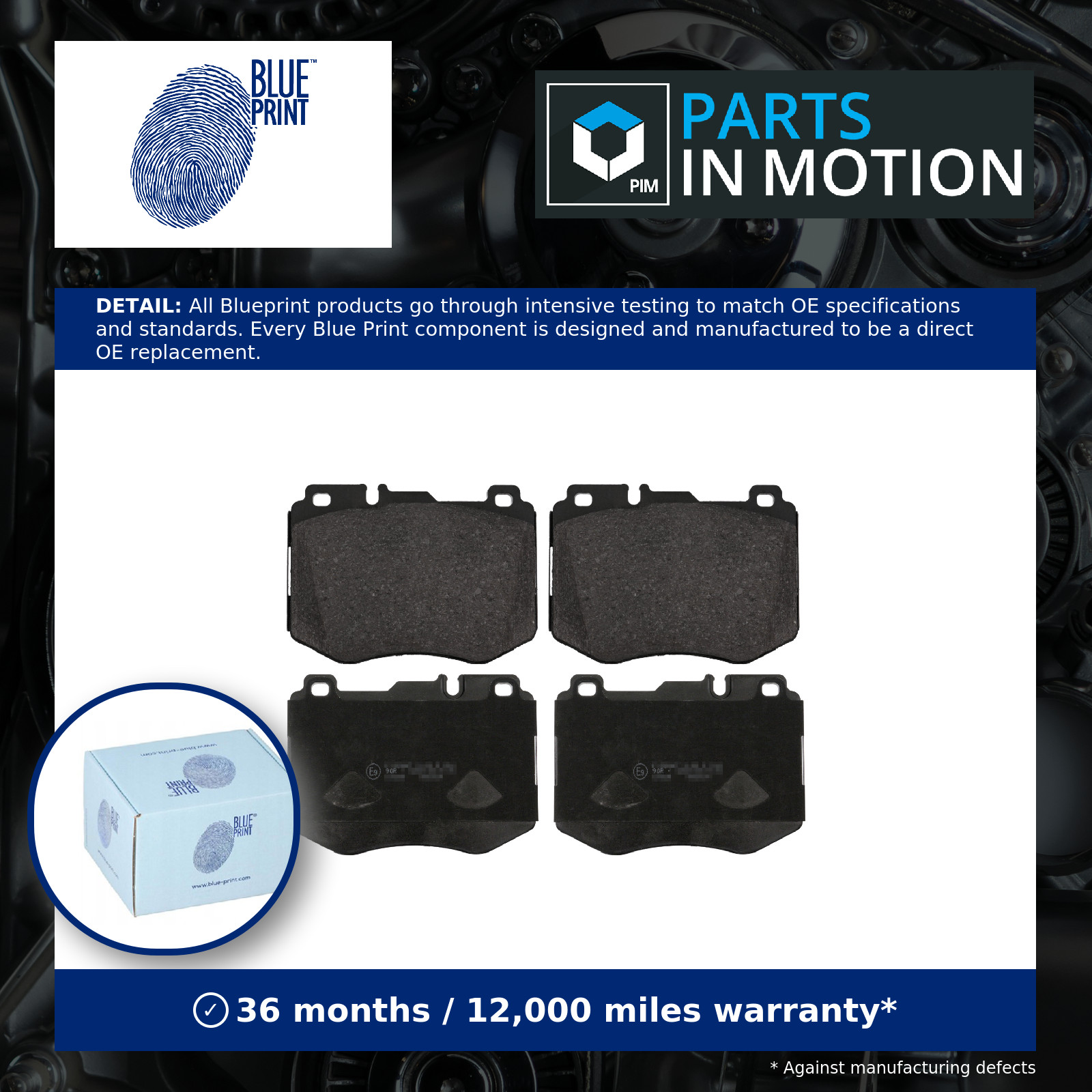 Brake Pads Set fits MERCEDES E220D 2.0D Front 2016 on OM654.920 Blue Print New
