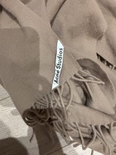 Acne Studios Caramel Brown Logo Wool Oversized Scarf Shawl from Net a Porter