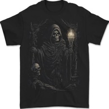 Camiseta Gildan Gothic Grim Reaper Calavera Heavy Metal 100% Algodón Negra
