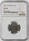 1913-D American Buffalo Nickel 5c Type 2 T2 NGC VF25 Slight Die Rotation