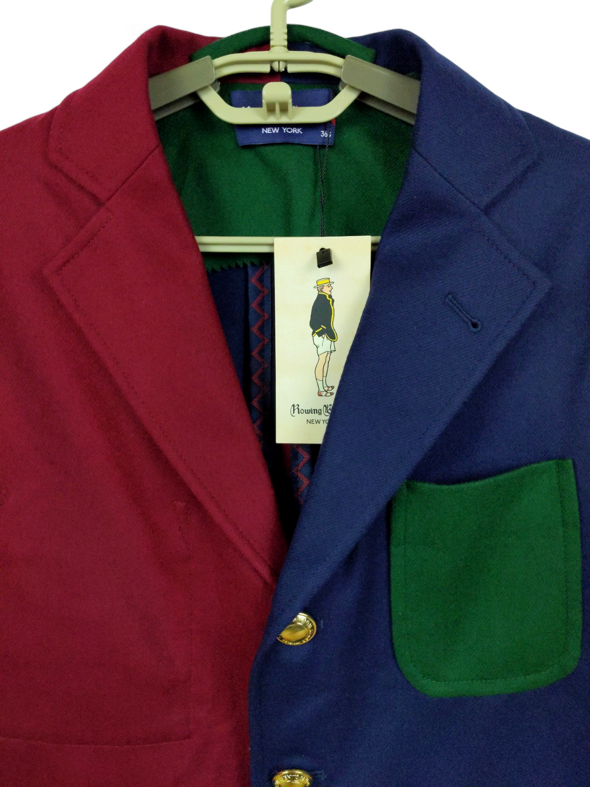 FILA Giacca blazer canottaggio uomo 36S senza sfiato colorblock flanella 3 rotoli 2 bottoni oro