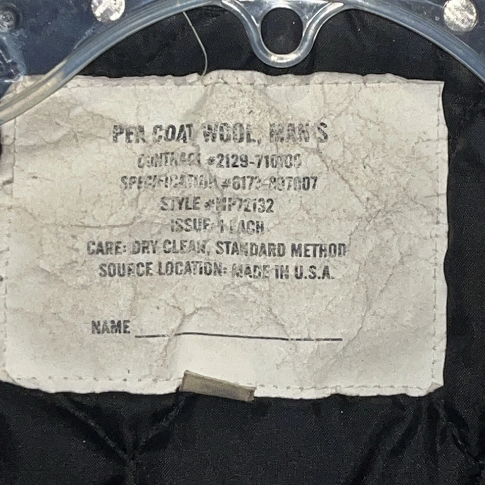 复古豌豆大衣美国制造男式 34r 码海军蓝 100% 羊毛 — 第 4/4 张图片
