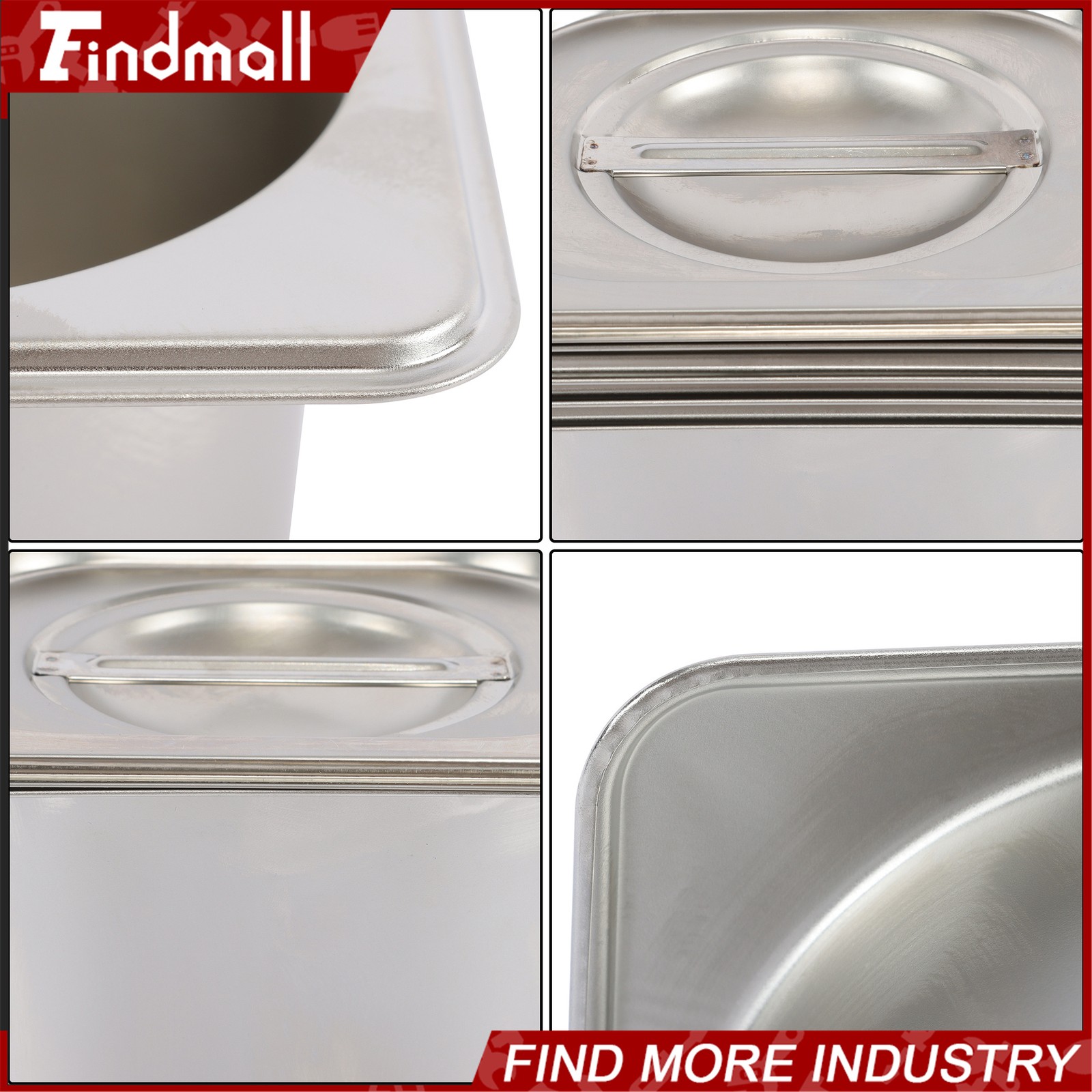 Findmall 4 Pack 6" Deep Steam Table Pan Hotel Pans Food Prep Stainless Steel
