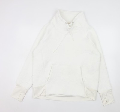 Athleta Damen weißer Pullover Hoodie Medium Polyester Elasthan