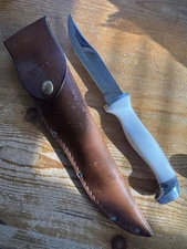 CUTCO 1769 KP OLEAN N.Y. Plain Edge Pearl White w/ Leather Sheath Engraved Blade