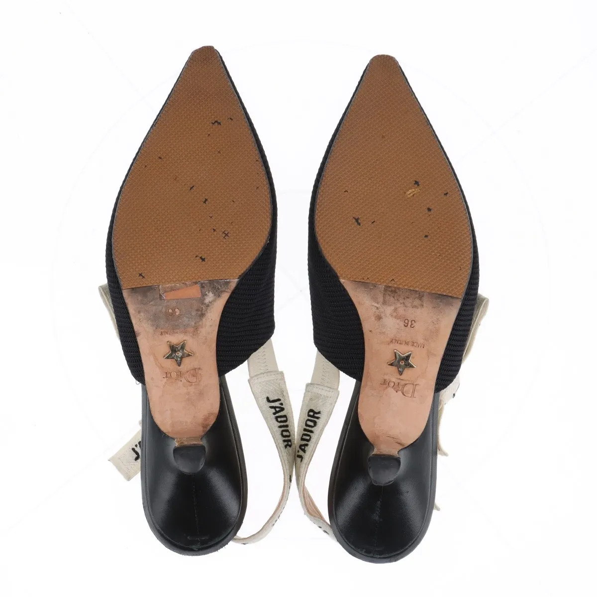Christian Dior J'ADIOR Leather x fabric Strap Pumps Ladies' Black x ivory slingb thumbnail 8