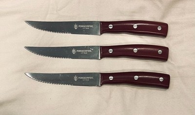 Forged in Fire Steak Knives 4.5 Inch Set of 3 Serrated Blade Stainless Steel