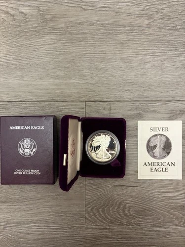 1987 US Proof Silver Eagle - 1 oz .999 Fine Silver Coin BOX & COA