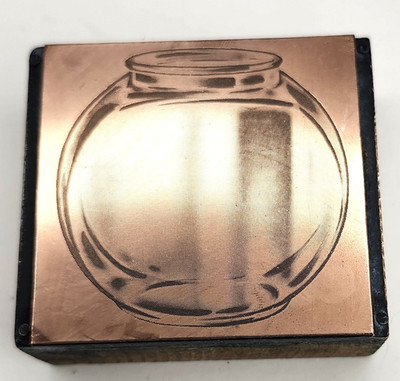 Fish Bowl or Counter Sales Container Letterpress Printing Block Copper