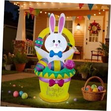 5 FT Easter Inflatable Outdoor Decoration, Inflatables Bunny with Basket and