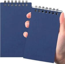 Tenceur 2 Pcs Pocket Notebook Bulk Small 3x5 Inch Spiral Notepads Mini Blue 