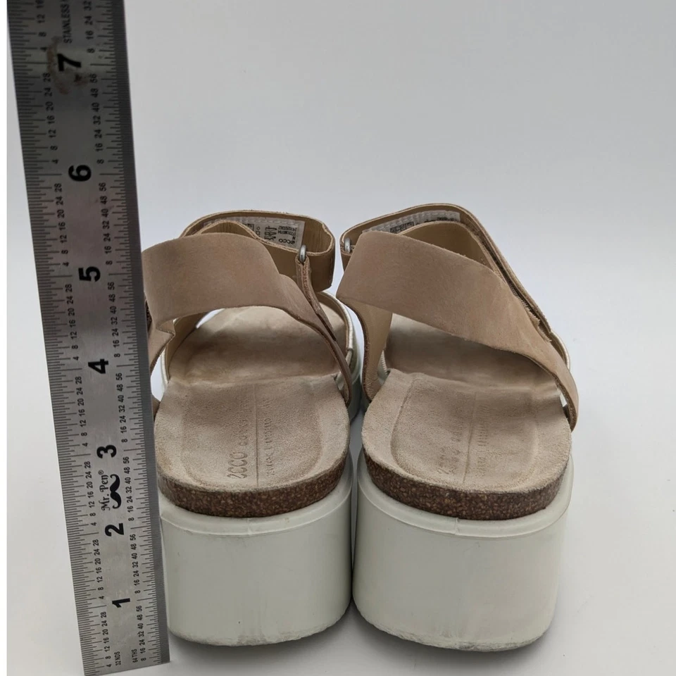 ECCO Flowt Wedge Women's Leather Cork Heeled Sandal Brown Size US10 EU41 - Image 3 of 4