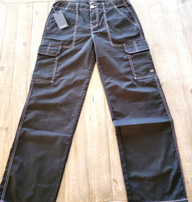 TRUE RELIGION Women's Teen 28 Cargo Grunge pocket Pant Jet Black Moonlite Mauve
