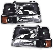 PIT66 Headlights w/Signal Lamps Fit 92-96 Ford F150 F250 F350 Bronco
