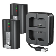 2 Packs 6040mAh Rechargeable Battery and Dual USB Charging Station Compatible...